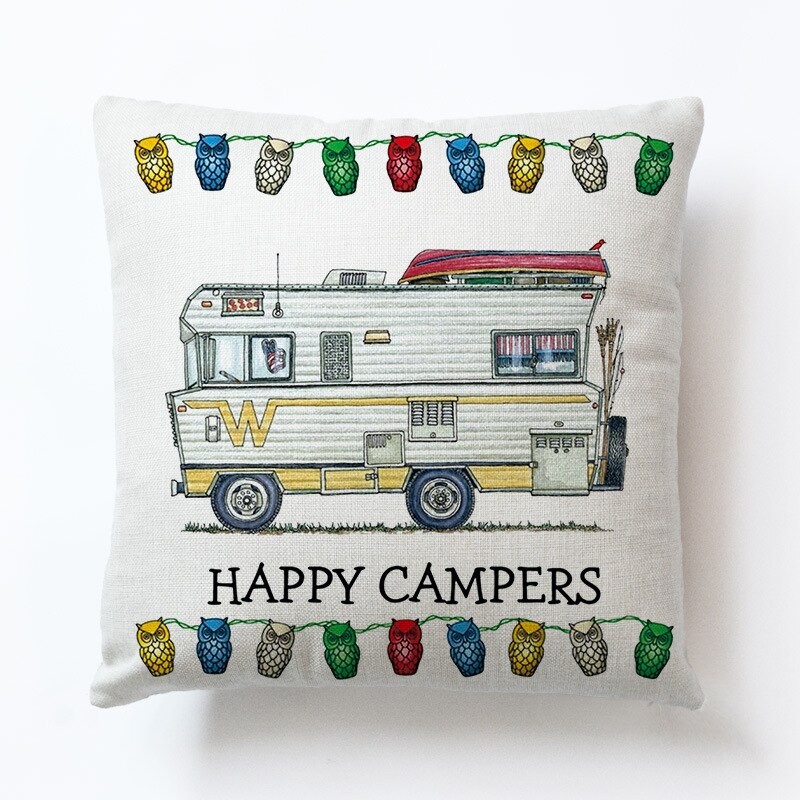 Novel Cartoon Hond Auto Bus Kampeerders Kussenslopen Siësta Kussenhoes Decoratie Sofa Rugleuning 45X45Cm Baby Kids: D15