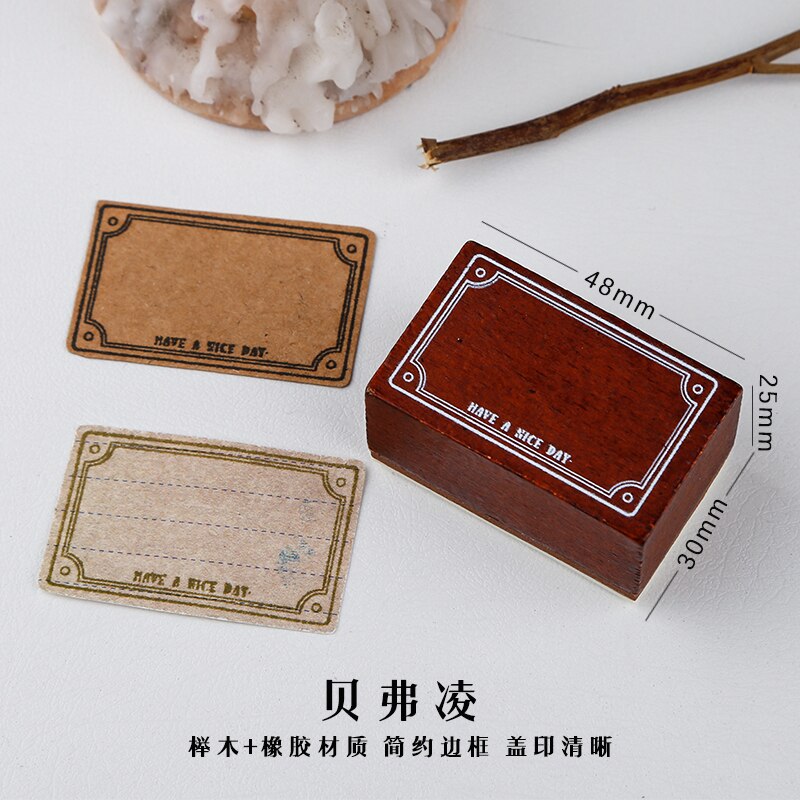 Vintage cadre bordure étiquette de base timbre bricolage en bois caoutchouc timbres pour Scrapbooking papeterie Scrapbooking timbre Standard: 2
