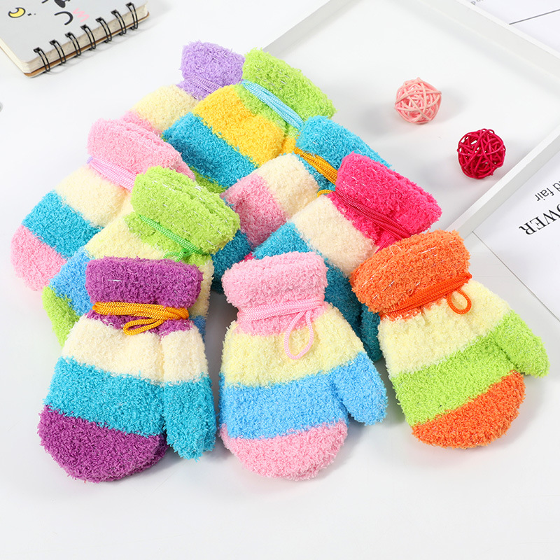 Colorful Children Gloves Autumn Winter Kid mittens Warm Boy Girl BeBe Mittens Coral Pack Baby Stitching Gloves Infant Toddler