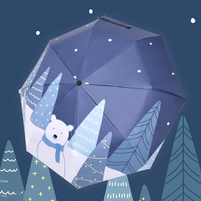 Folding Umbrella Rain Women Cartoon Umbrella Kids Boys Anti UV Teens Girls Sun Umbrella UPF 50+ Students Travel Parasol