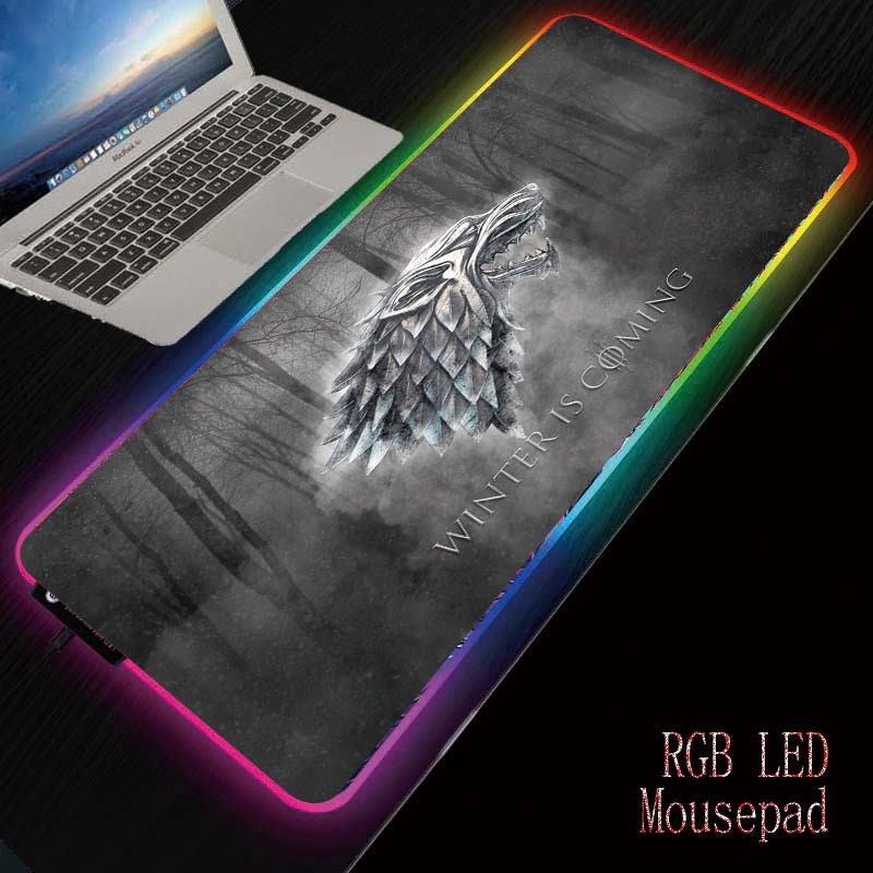 Mairuige Game of Thrones Logo Gaming RGB Large Mouse Pad Computer Mousepad Led Backlight Surface Big Mause Pad Keyboard Desk Mat