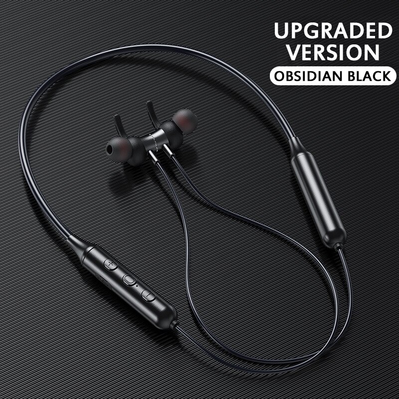 Wireless Bluetooth Earphone Magnetic Wireless Sports Headphone Stereo Hanging Neck Metal Magnet Bluetooth Headset: 1 Upgraded version