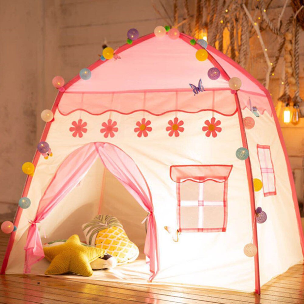 Children Indoor Outdoor Castle Tent Baby Girls Princess Fairy House Flowers Blossoming Girls Portable Gaming Play House