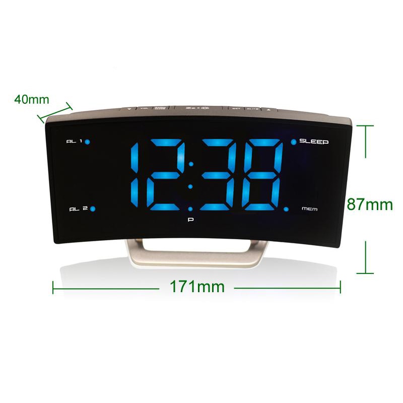 LED Digital Clock FM Radio Alarm Clocks Electronic Table Mirror Watch Smart With Luminous For Office Bedroom Large Display