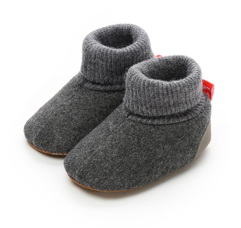 Stevige babyschoenen voor meisjes, eerste loopschoenen voor pasgeborenen, warme winterlaarzen voor peuters, baby's met zachte zolen, 0-18m: Donkergrijs / 3