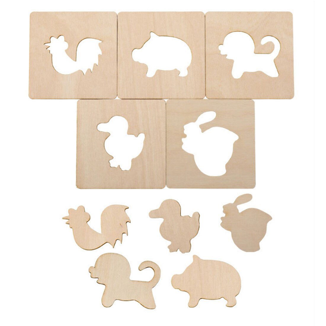 60Stck DIY Handgemachte Holz Malerei Bord Vorlage Zeichnung Schablonen Graffiti Spielzeug einstellen Für Art freundlicher (60Stck Bord + 60Stck Ausschnitte)