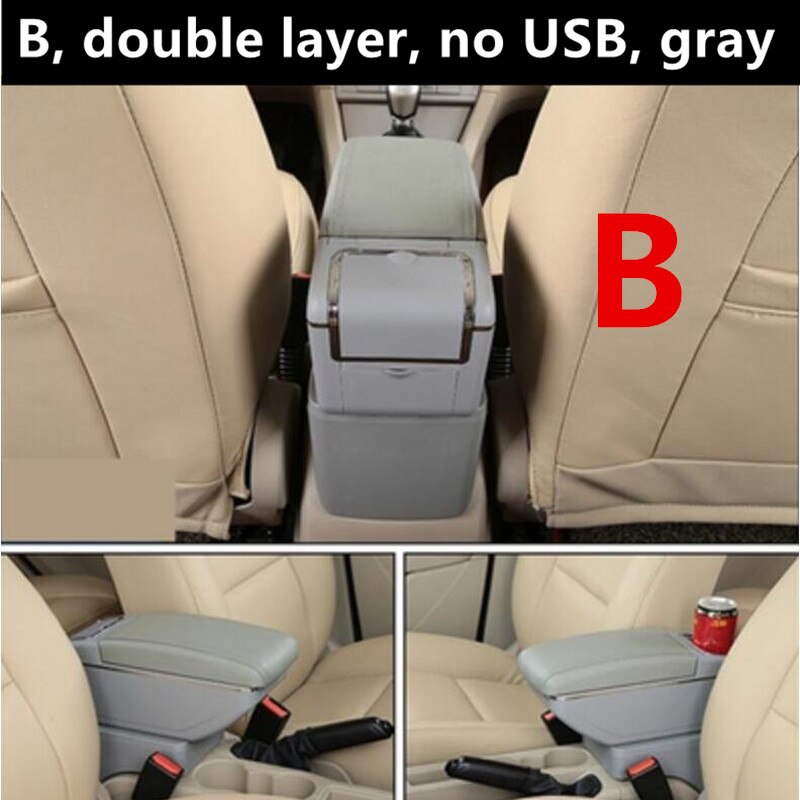 Til renault captur kaptur  qm3 dobbeltlags armlæn armlæn midterkonsol bakke opbevaringsboks kopholder: B stil grå