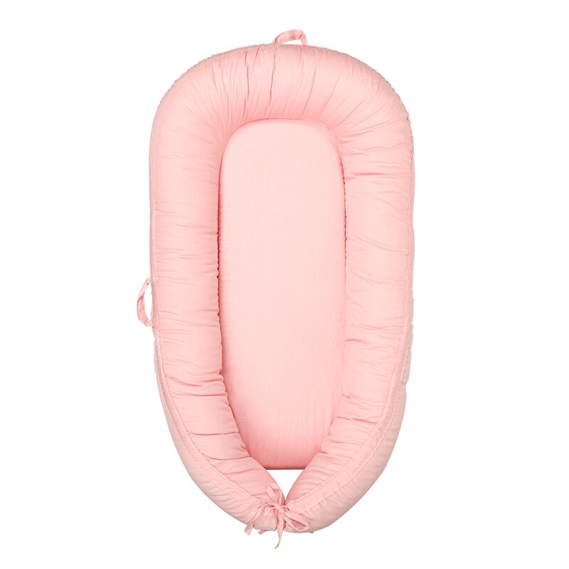 90*50CM Solid Travel Bed Portable Baby Nest with Pillow Cushion Newborn Bed for Boys Girls Infant Outdoor Cotton Crib Bumper: Baby Bumper pink