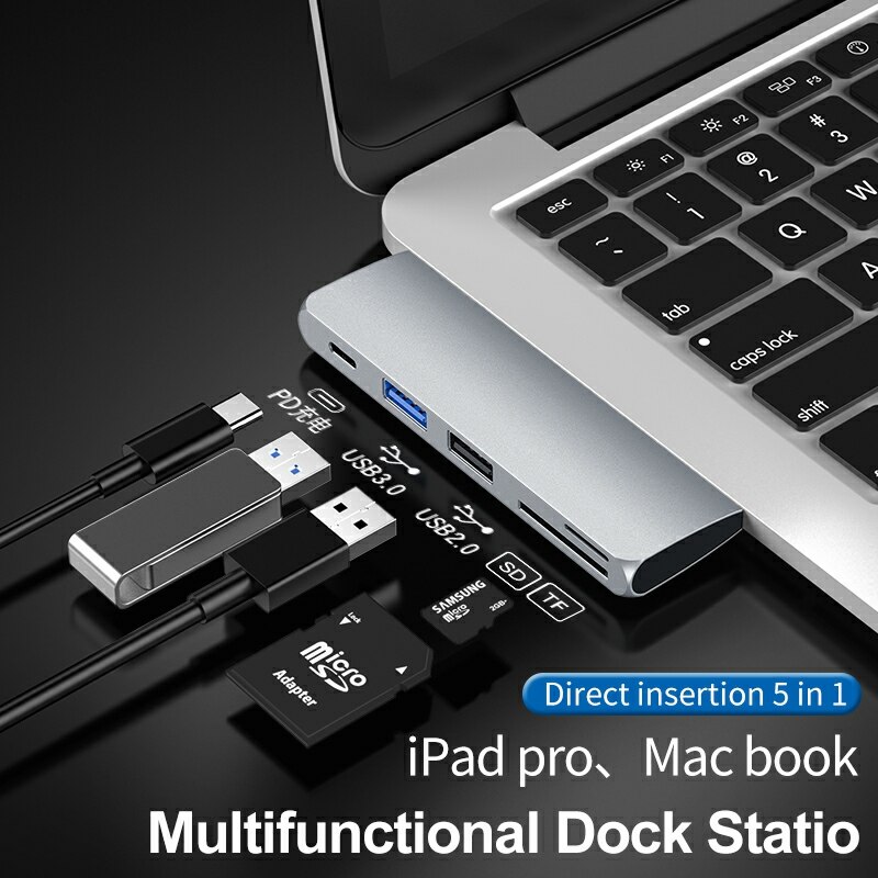 Hub type-c hub 5in1 usb type c hub adapter usb powered hub type c to 3.1 usb hub ноутбук планшет флешка Планшеты