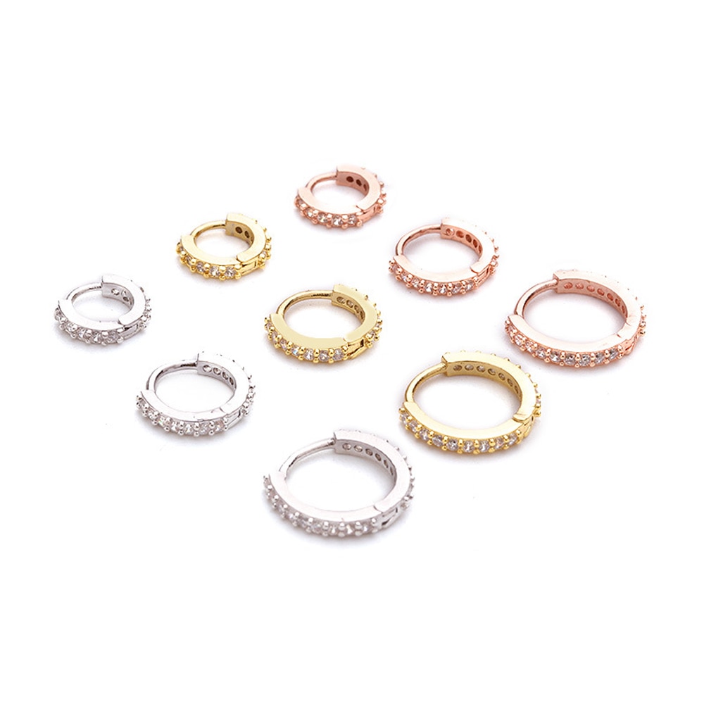 1PC 1pc 6/8/10mm Cz Huggie Hoop Cartilage Earring Helix Tragus Ear Piercing Jewelry Punk Rook Body Jewelry