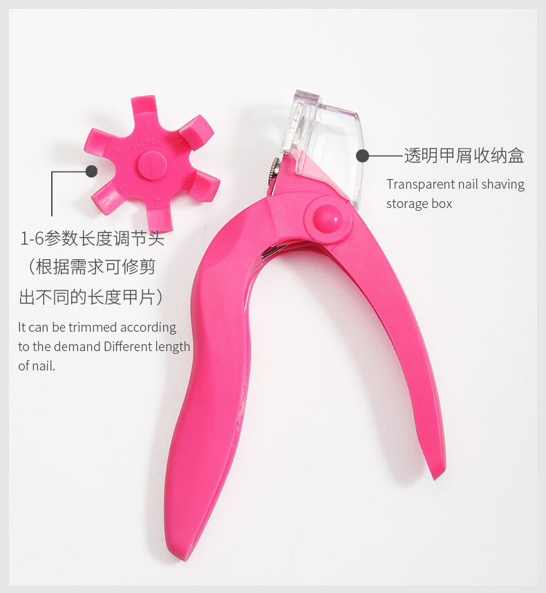 Coupe-ongles en acrylique Triple coupe, avec receveur et cadran de mesure (6 Options de tailles), coupe-ongles: pink