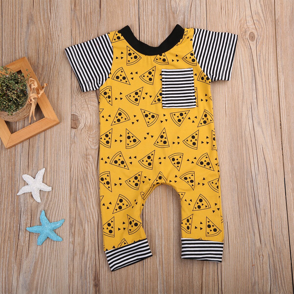 Baby Cute Biscuits Clothes Newborn Striped One-piece Romper Boy Girl Short Sleeve Outfits Clothes 0-24M