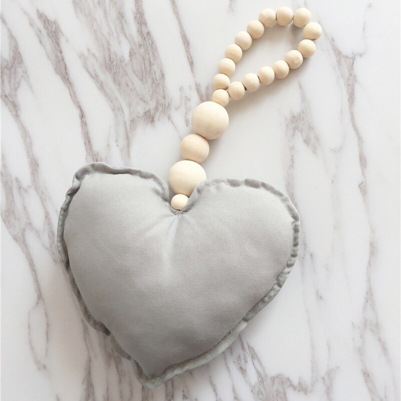 Lovely Wooden Beads Cotton Star Moon Heart Shaped Wall Decoration Ornaments for Kids Baby Bedroom Home Nursery Decor: A