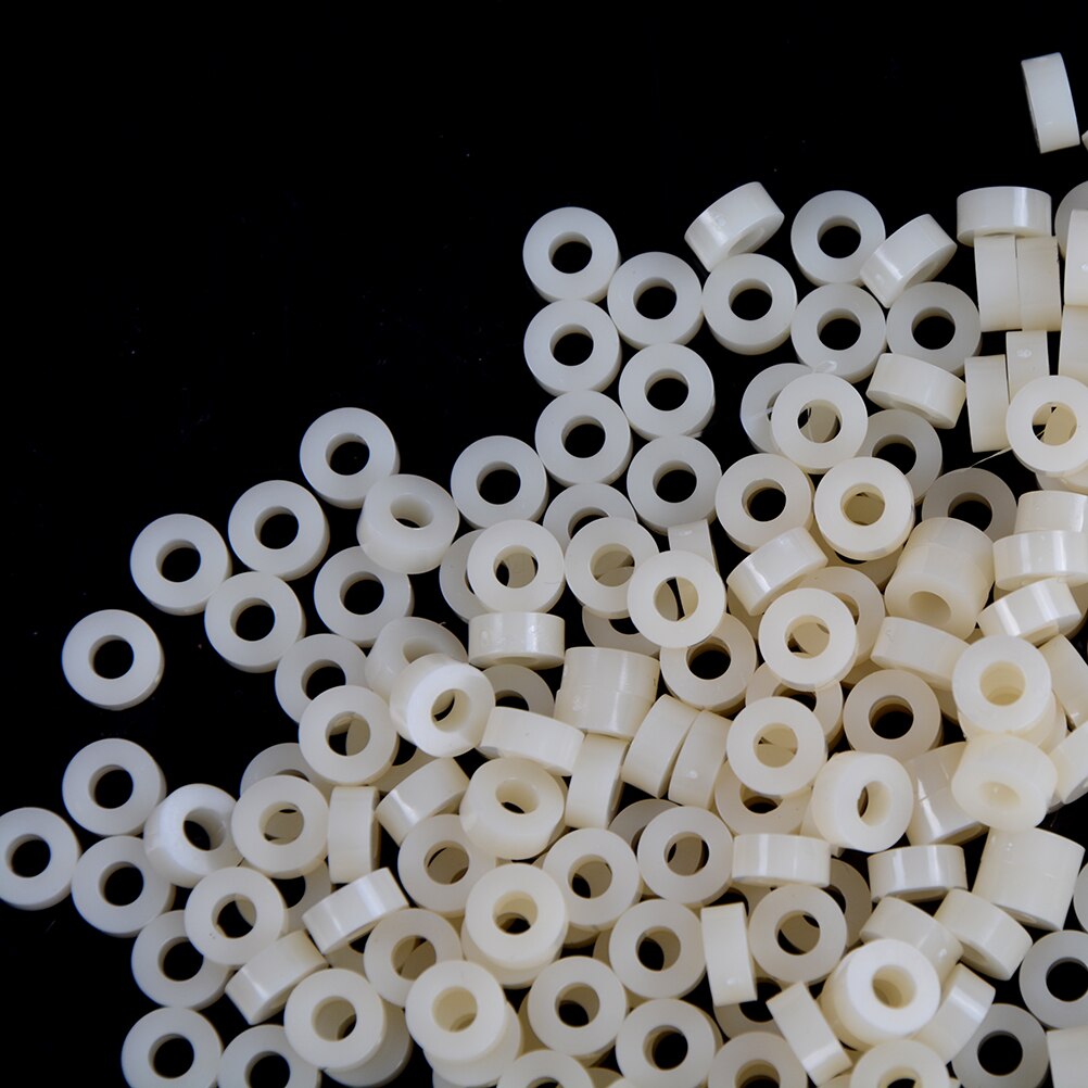 1000Pcs M3 3mm White Plastic Nylon ABS Round Non-Threaded Column Standoff Support Spacer Washer