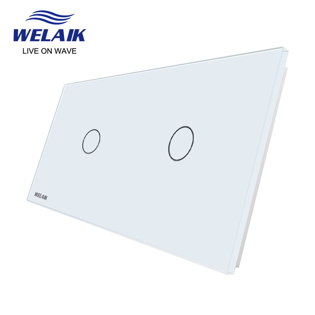 Welaik Eu 2Frame 151*80Mm 1Gang Led Licht Muur Touch Switch White Crystal Gehard Glas Panel alleen Diy Onderdelen A2911W1: 1-1 White