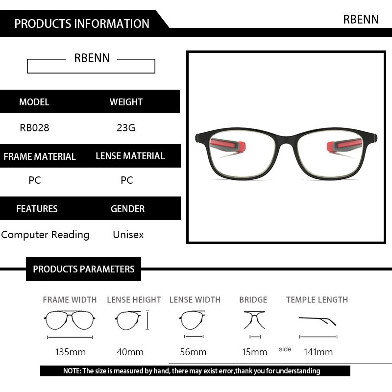 RBENN Leesbril - Hangende Nek Magnetisch Ontwerp - Anti-reflecterende Polycarbonaat Glazen - Unisex