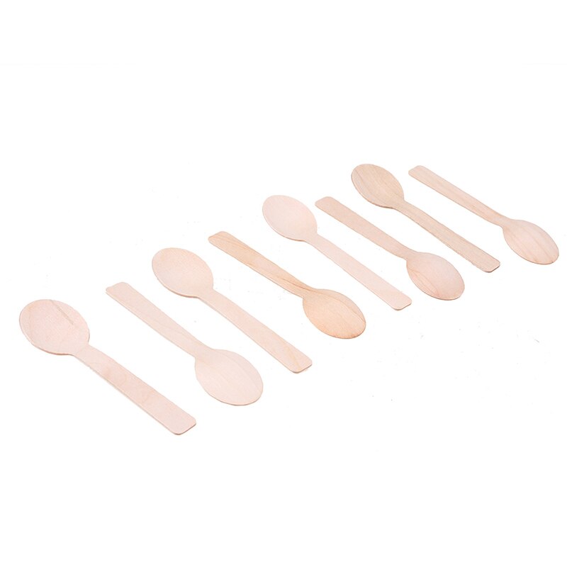 100 Stuks Wegwerp Houten Lepel Mini Ijs Lepel Hout Westerse Dessert Scoop Wedding Party Servies Keuken Accessoires