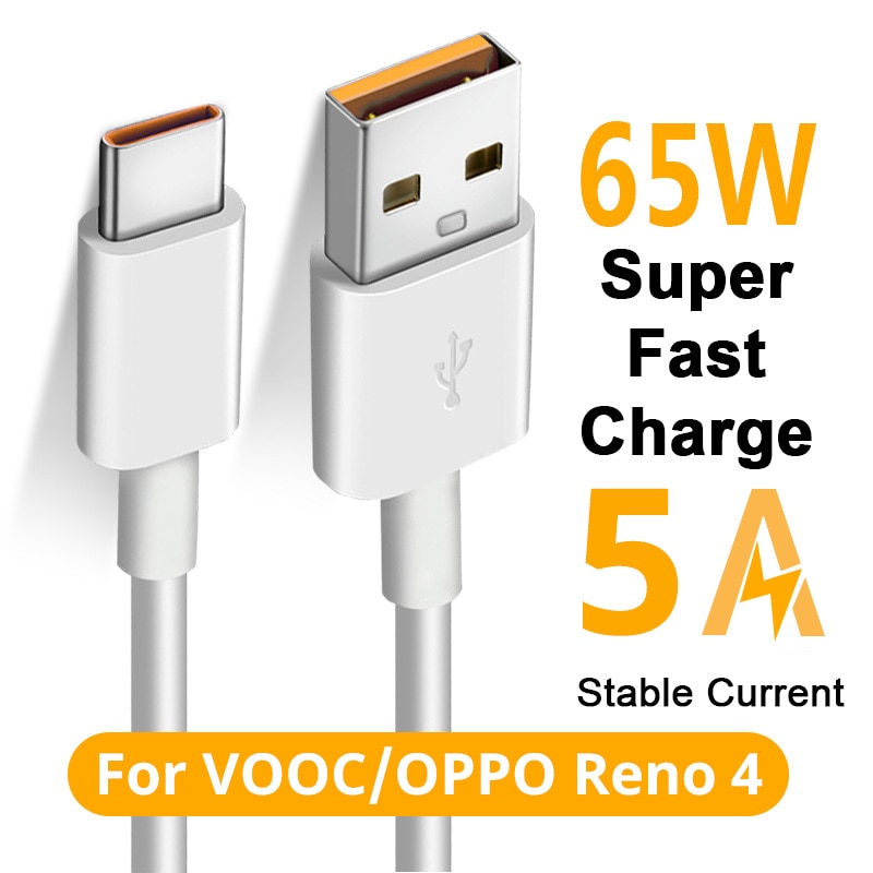 baixin 65W Super VOOC USB C Cable 6.5A Fast Charging Type-C Cable for Oppo Realme X 5 6 X50 X3 X5 Pro X50m X50t Quick Charge 3.0: 1M