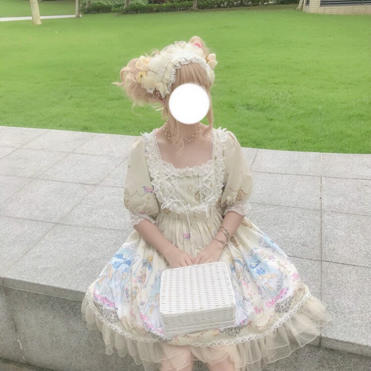Kawaii Original Lolita Dress Angel Hourglass Short Sleeve Op Dress Japanese Soft Sister dress