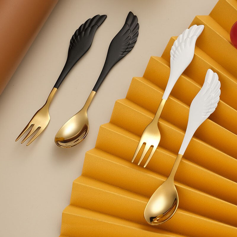 Fruit Vork Angel Wing Leuk Cadeau Voor Ijs Dessert Koffie Lepel Servies Multifunctionele Keuken Gereedschap