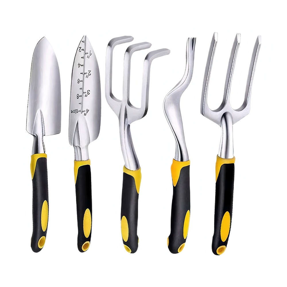 5 uds, pala de jardín, paleta de mano, rastrillo, cultivador, herramientas para desmalezar, herramienta para bonsái, equipo para exteriores, herramienta de jardín, pala, herramientas manuales para plantar: Oro