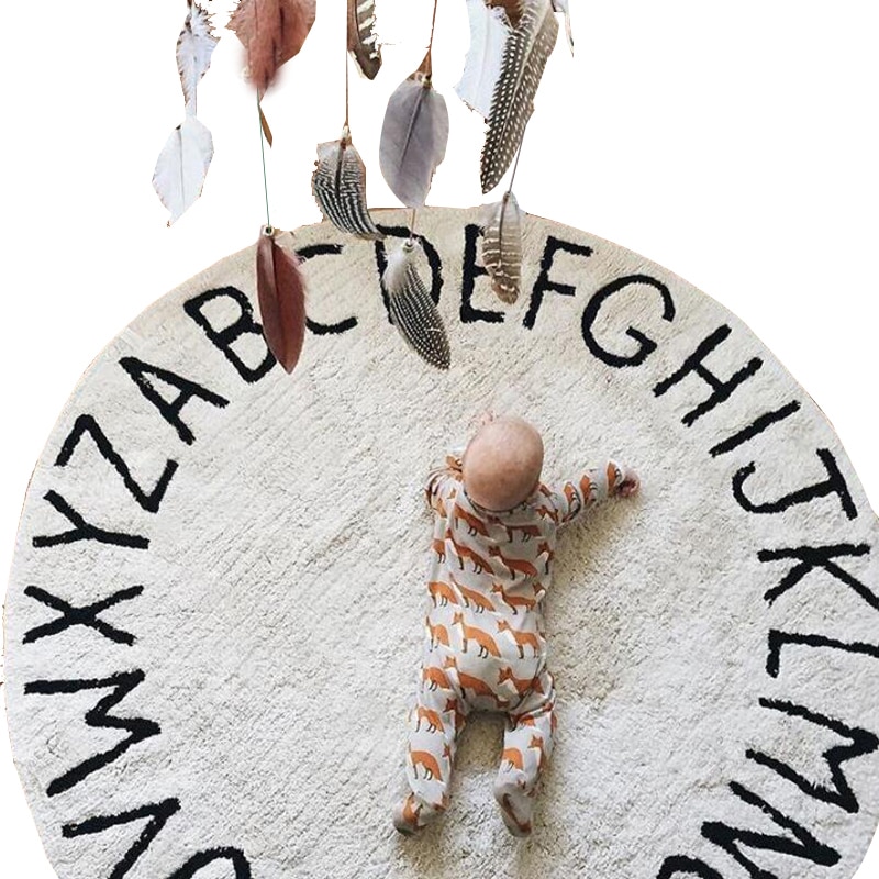 Nordic Pasgeboren Fotografie Props Educatief 26 Alfabetten Baby Speelmatten Kinderen Kruipen Tapijt Ronde Tapijt Deken Kinderen Speelgoed