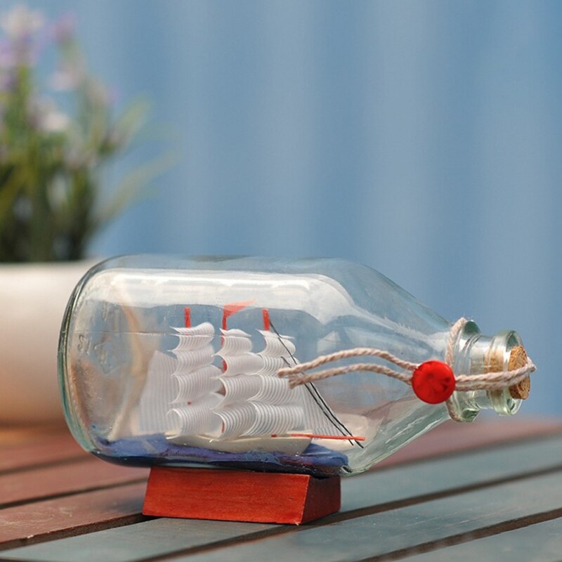 Mediterranean Style Mini Ship Boat Glass Bottle Sailing Vessel With A Beautiful Meaning Home Decor
