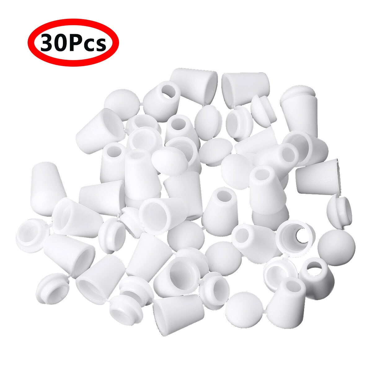30 stuks koordstopper met afsluitbaar deksel, kunststof clip voor paracord, kleding, tassen, sportkleding, schoenen en accessoires: Wit