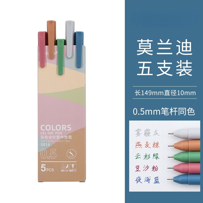 Juego de bolígrafos de Gel recargables para estudiantes, set de 5 unids/paquete de bolígrafos de tinta de Gel de colores de 0,5mm, para amantes de los álbumes de recortes, para profesores y niños: 03
