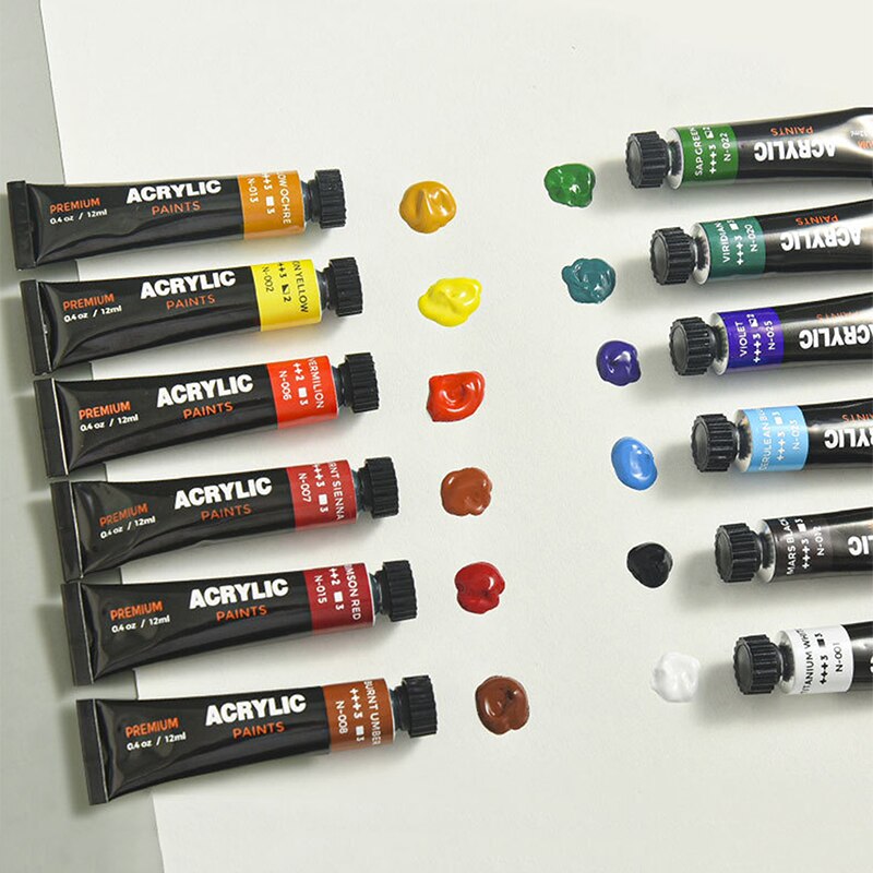Acrylic Premium Artist Paint 12ml Tubes Set of 12/24 Acrylic Paint Set Fast