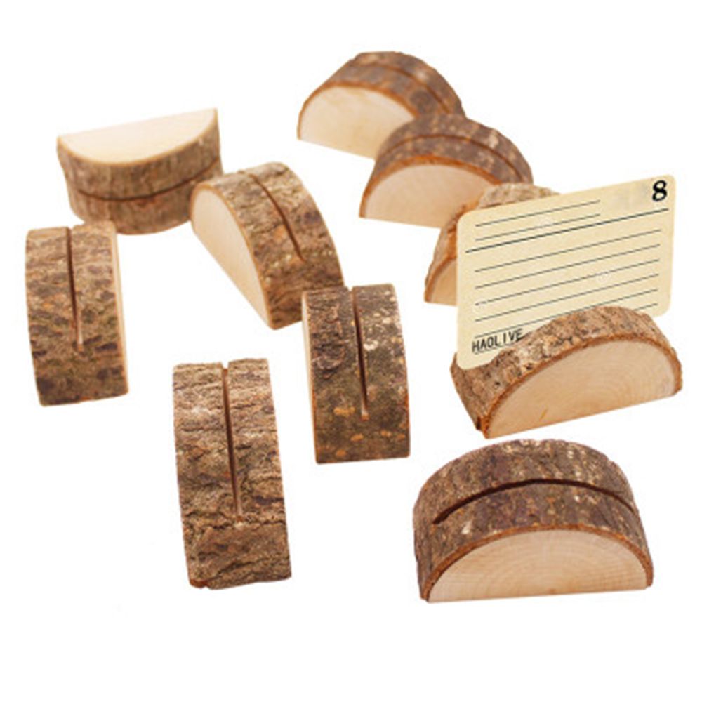 Wood Pile Name Place Card Log Photo Clip Holders Bark Memo Stump Shape Menu Number Stand Wedding Party Table Crafts Retro Decor