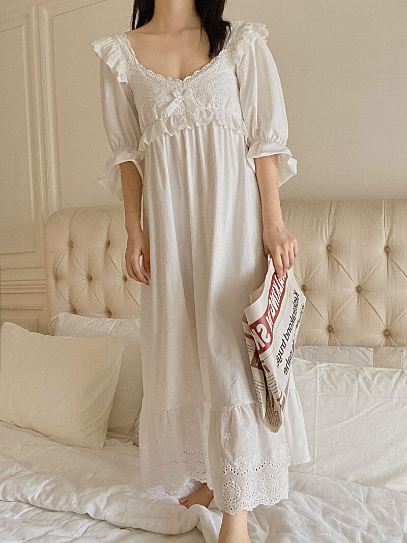Camisón Retro de algodón para verano, ropa de dormir, vestido