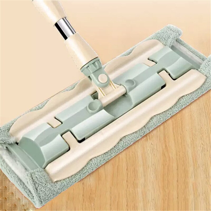 Rotatable Flat Mop Floor Telescopic Mop Handle Super Absorbent Microfiber Blue Green Cloth For Home Kitchen Tiles Cleaning Tools: green