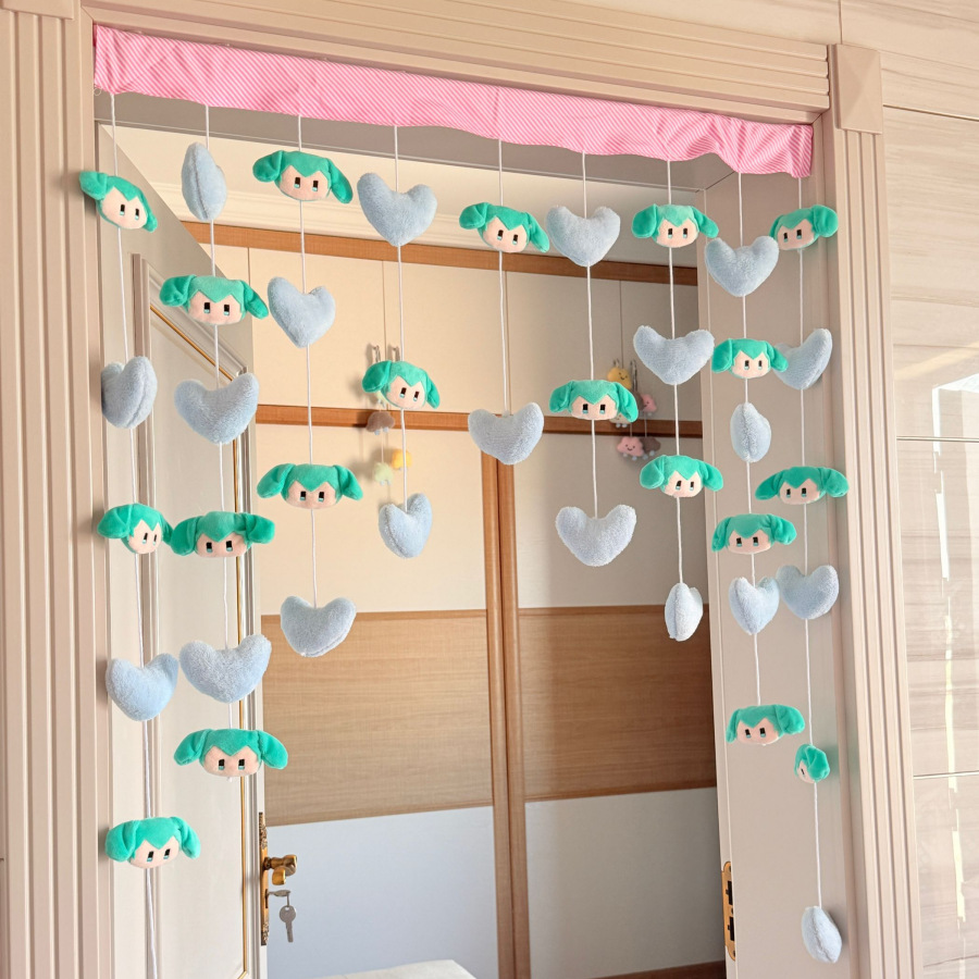 Cortina corta con lazo bonito rosa, partición de hilo, decoración colgante para ventana, cortinas para puerta de dormitorio, cortina para puerta de baño, dormitorio de niñas: Menta
