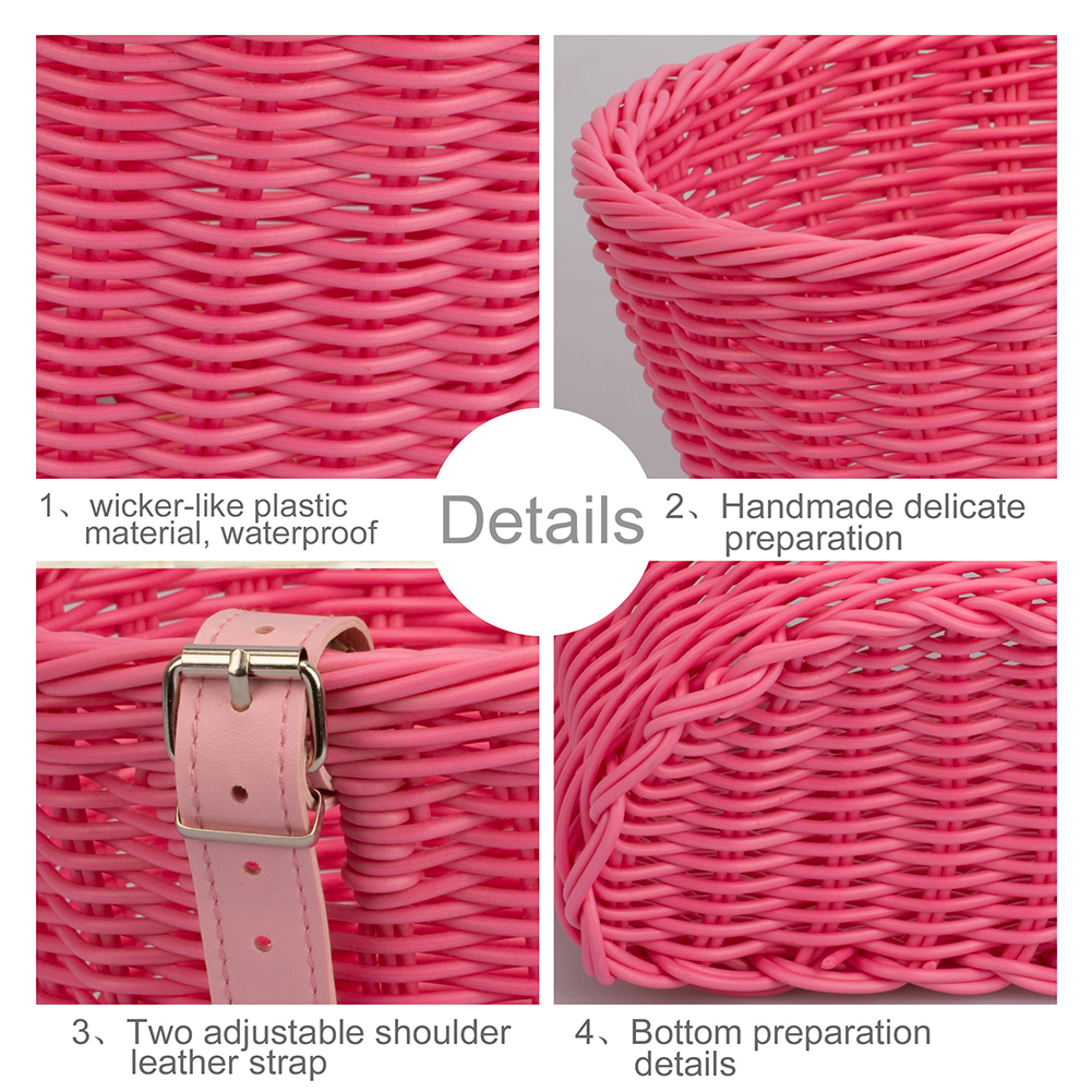 Cesta para bicicleta de mimbre, almacenamiento de bicicletas, cesta para manillar frontal, pegatina tejida a mano, bolsa para bicicleta, cesta de almacenamiento para montar