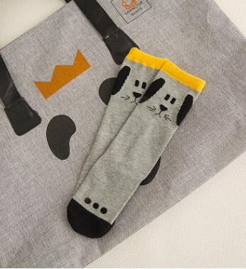 Mädchen Socken knie hohe Kinder Baby Nette bär panda druck Baumwolle Socken bein wärmt herbst tuch junge knie socke kleinkind socke: Gray dog