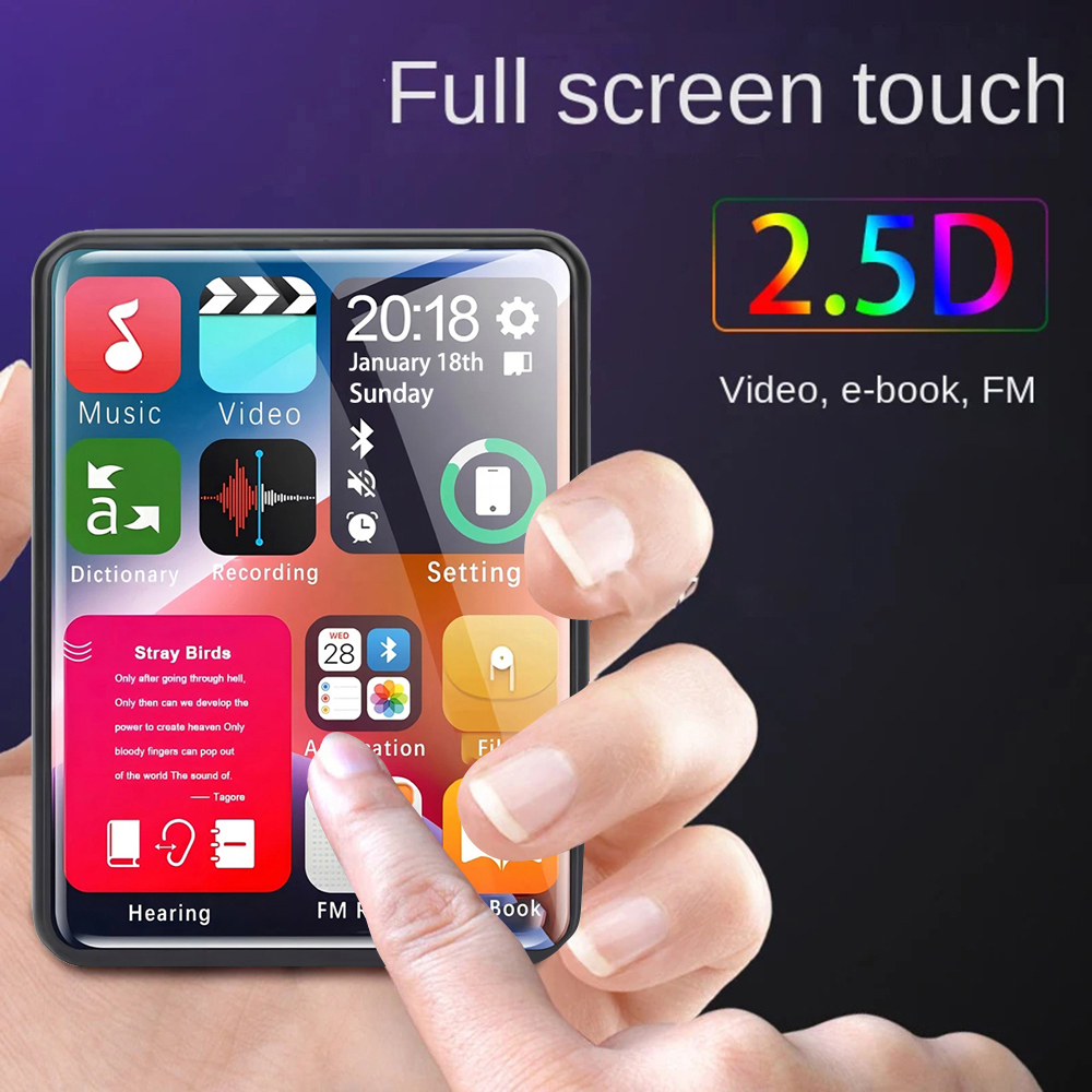 2,4-Zoll-Touch-MP3-Player mit Vollbild-Touchscreen und 4 GB Speicher, Bluetooth-MP4-Player mit integriertem Lautsprecher und E-Book-FM-Radio-Video