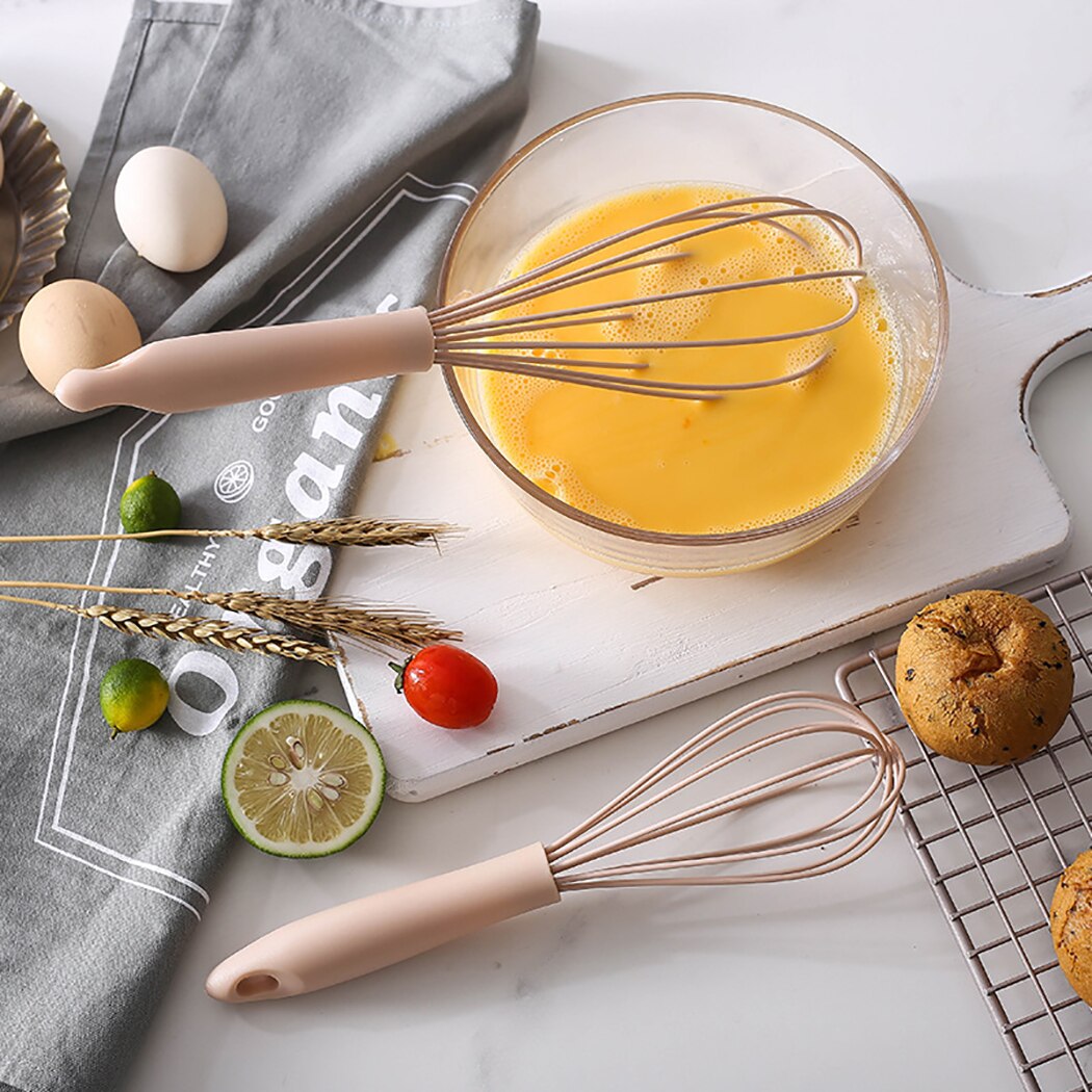 Silicone Balloon Whisk Plastic Handle Egg Whisk Balloon Egg Beater for Kitchen Silicone Egg Beater Tool DIY Baking Tool