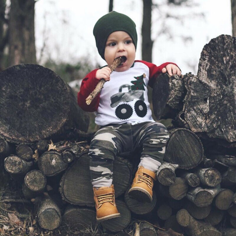 Conjunto de ropa para niñas, niños, bebés, niñas, niños, ropa, Camuflaje, Patchwork, manga larga, camisetas, pantalones mallas conjuntos