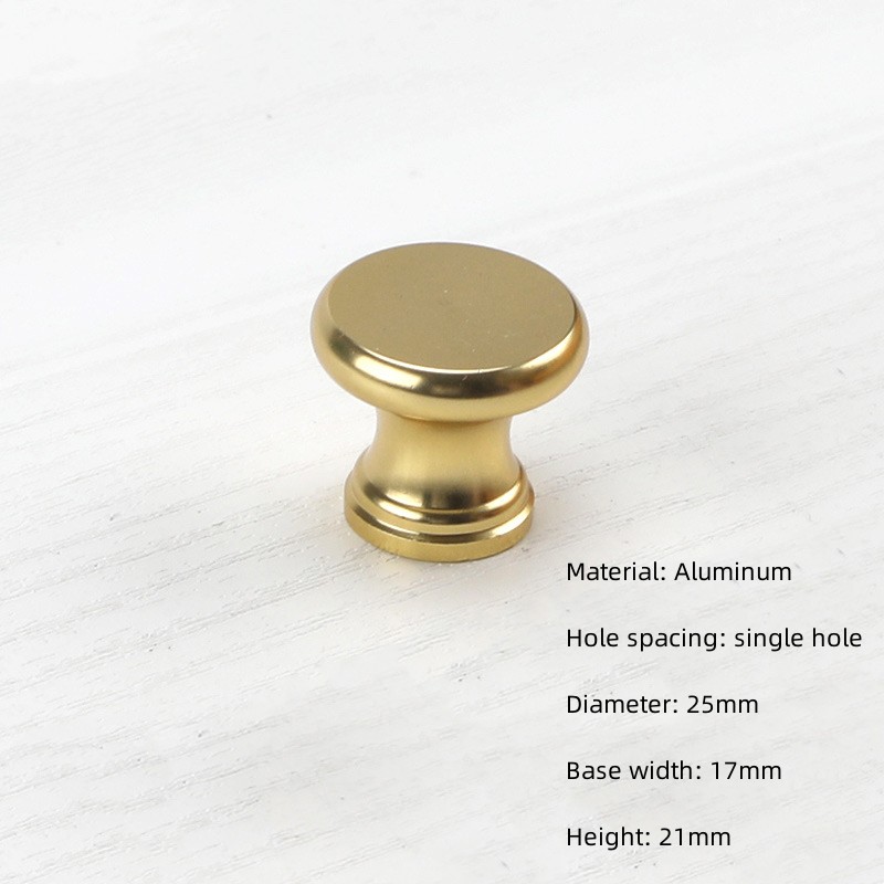 Manija de un solo orificio de aluminio dorado, cajón de armario moderno, perilla redonda, muebles de armario de cocina, manija de puerta pequeña, decoración del hogar