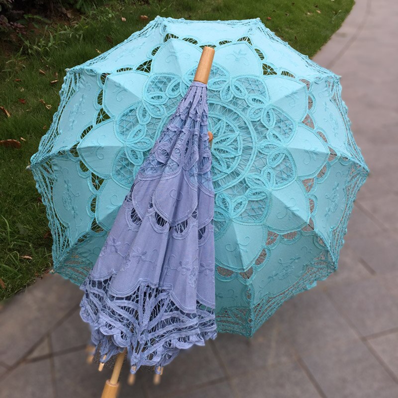 Forest Wedding Party Decoration Bride Photo Shoot Prop Handmade Battenburg Lace Parasol Bride Party Sun Umbrella