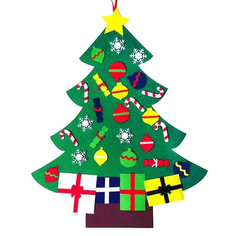 Voelde Kerstboom voor Kids 3.2Ft Diy Kerstboom met Peuters 30Pcs Ornamenten voor Kinderen Xmas Opknoping hom