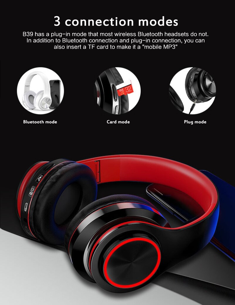 5D Stereo Noise Cancelling Bluetooth 5.0 Headphone Gamer Wireless Headset LED Colorful Breathing Lights Headphones Over Ear USA