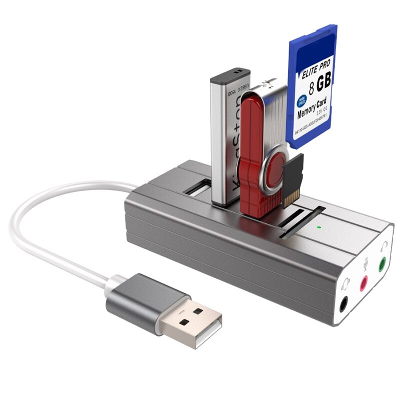 D USB 2.0 Hub di 3 Porte USB 2.0 Hub + Cuffia + Microfono Porte Multi-Funzione Concentratore Suono scheda Multi Porte Splitter