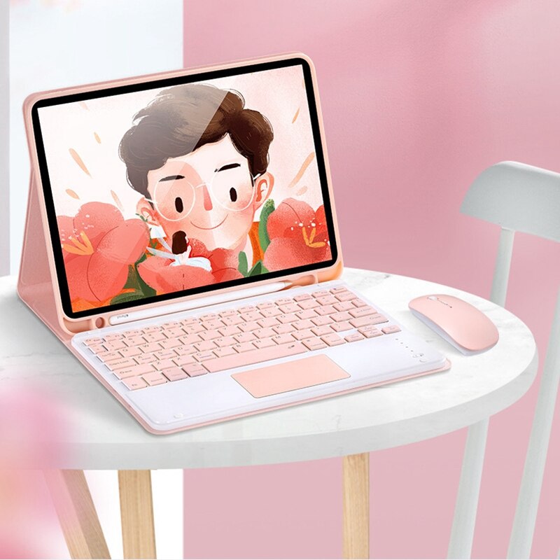 Draadloos toetsenbord voor ipad pro 11 bt toetsenbord met touchpad voor snoepkleurige leren tablethoes