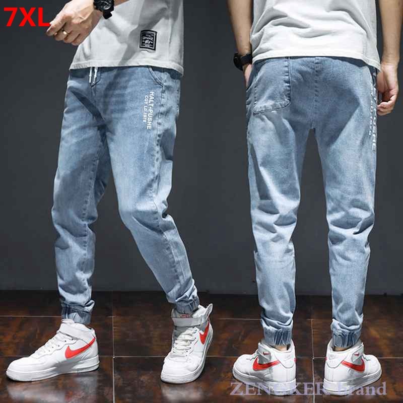 Spring plus size jeans herr elastiska fötter byxor lösa herr byxor oversized jeans herr byxor jeans herr 7xl 6xl 5xl
