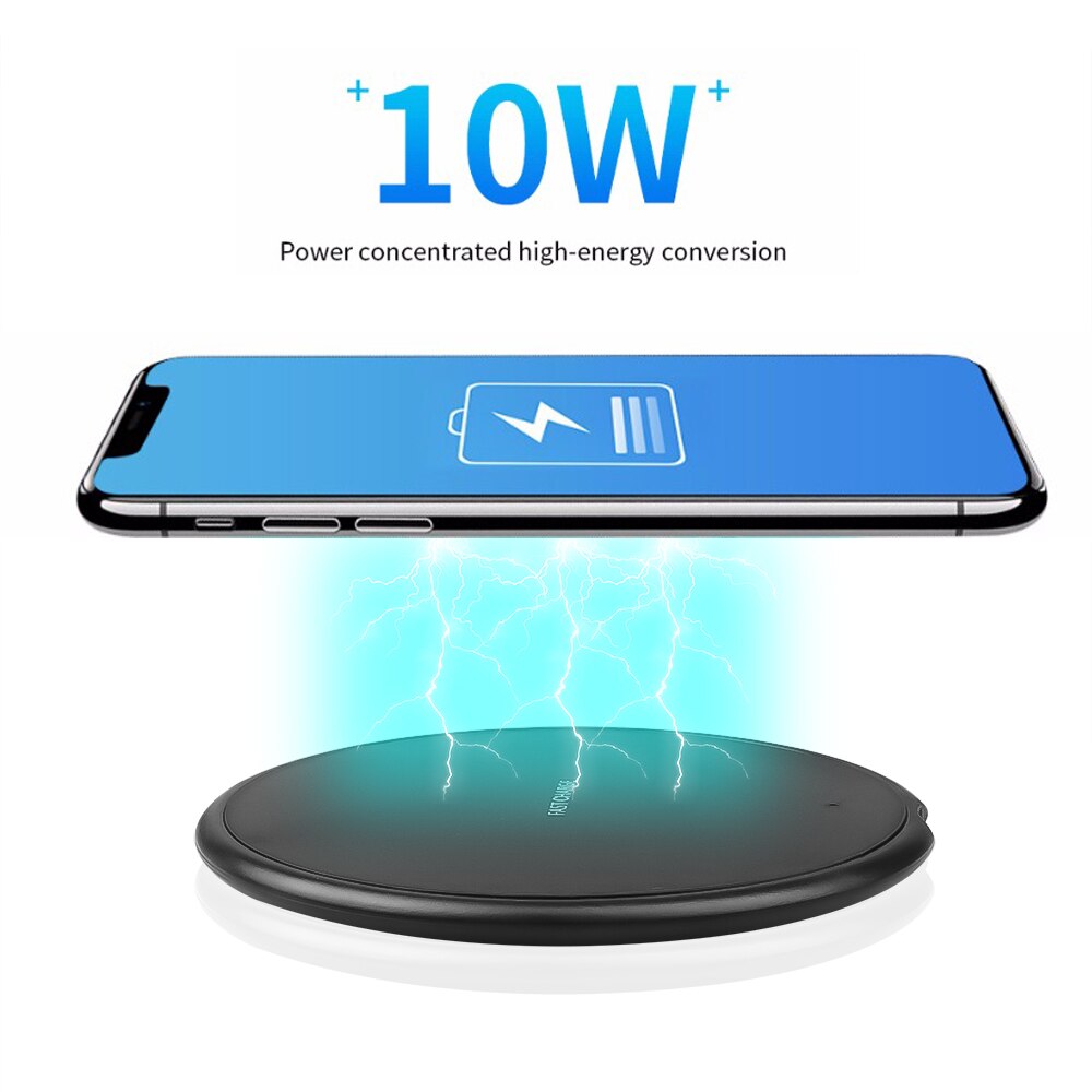 Caricabatterie Wireless da 10W per iPhone 11 Xs Max X XR 8 Plus 10W Pad di ricarica rapida per Ulefone Doogee Samsung Note 9 Note 8 S10 Plus