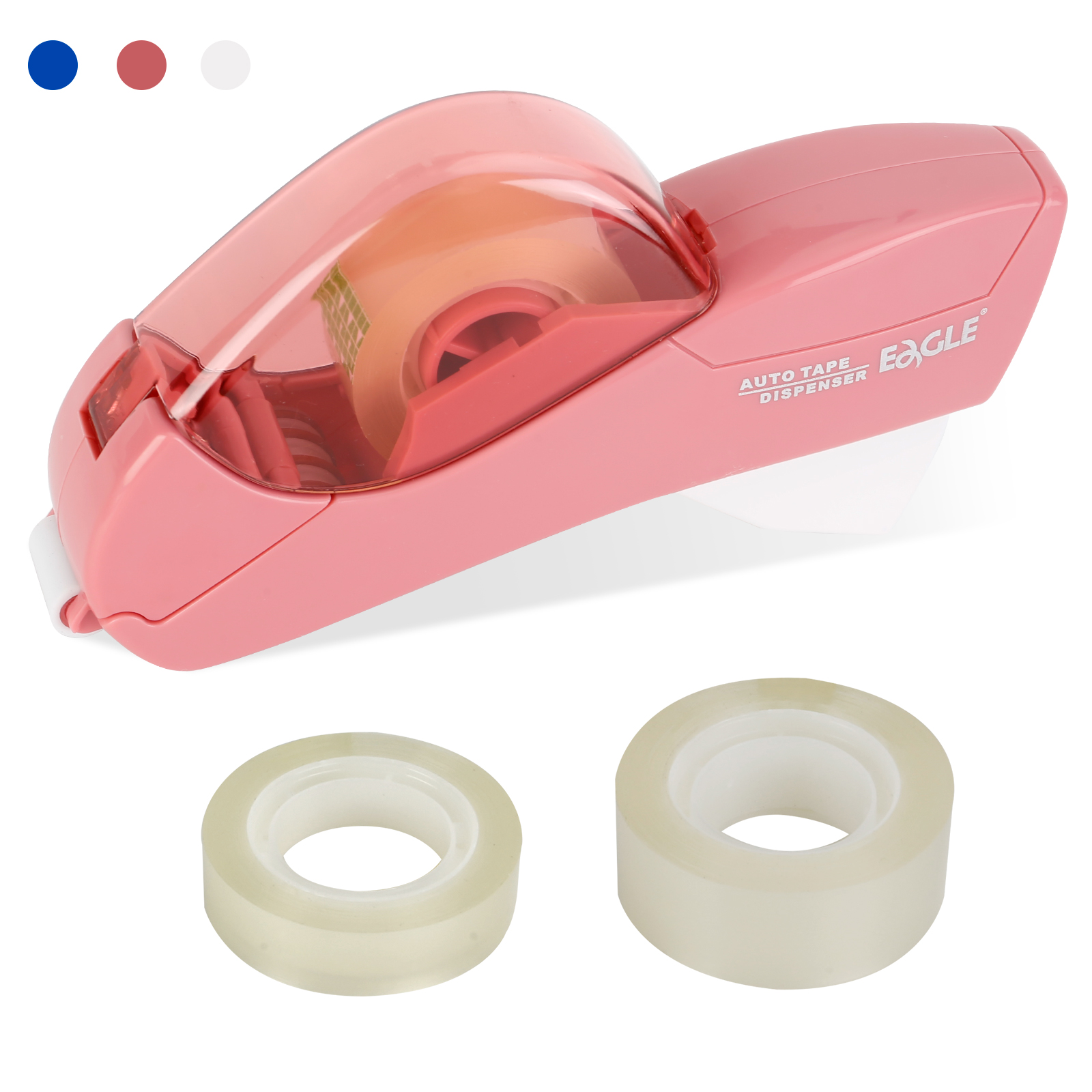 Auto Tape Dispenser Cutter With Tow Roll Tape Portable Stationery Hand Held Tape Holder For Wrapping Office Home School Supplies: Light Grey