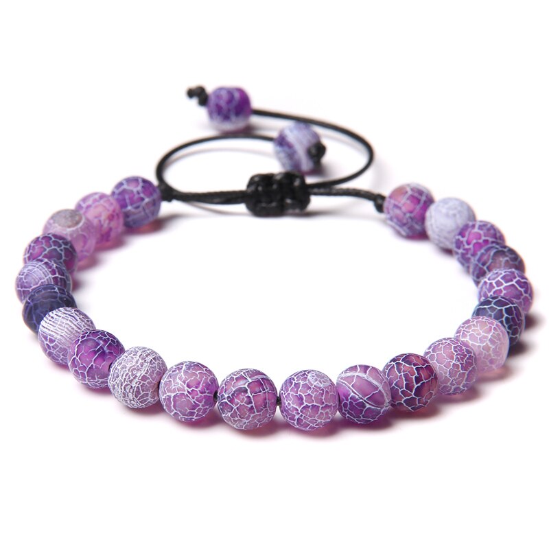 Women's purple natural stone bracelet Agates Amethysts beads Braided Bracelet Adjustable Rope length Mysterious