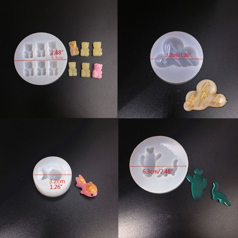 Cute Min Earrings Pendants Silicone Resin Mold Bear Dinosaur Goldfish Shell Flower Resin Casting Mold Jewelry Art Tools